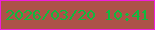 文字の大きさ：3、枠の色：ef1fdc、背景の色：ad5248、文字の色：10ba3e 無料ブログパーツのブログ時計