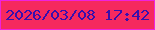 文字の大きさ：1、枠の色：ef22dd、背景の色：f5295e、文字の色：380fac 無料ブログパーツのブログ時計