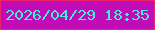 文字の大きさ：5、枠の色：ef2369、背景の色：c00bb7、文字の色：45ebd6 無料ブログパーツのブログ時計