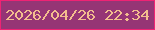 文字の大きさ：3、枠の色：ef2374、背景の色：963575、文字の色：f3be8e 無料ブログパーツのブログ時計