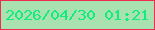 文字の大きさ：2、枠の色：ef2c52、背景の色：a9e2b0、文字の色：13eb7c 無料ブログパーツのブログ時計