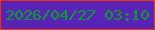 文字の大きさ：5、枠の色：ef2e0c、背景の色：5924b5、文字の色：06a328 無料ブログパーツのブログ時計