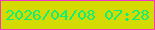 文字の大きさ：1、枠の色：ef37c3、背景の色：d4db03、文字の色：10ed79 無料ブログパーツのブログ時計