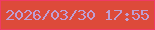 文字の大きさ：2、枠の色：ef3a66、背景の色：dd4a3a、文字の色：be9fd3 無料ブログパーツのブログ時計