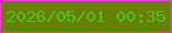 文字の大きさ：5、枠の色：ef3ed0、背景の色：688104、文字の色：4ac022 無料ブログパーツのブログ時計