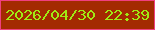 文字の大きさ：5、枠の色：ef3f80、背景の色：a32a01、文字の色：a0ea14 無料ブログパーツのブログ時計