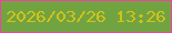 文字の大きさ：4、枠の色：ef42a3、背景の色：71a441、文字の色：d4c119 無料ブログパーツのブログ時計