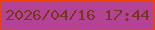 文字の大きさ：3、枠の色：ef4302、背景の色：b44396、文字の色：773624 無料ブログパーツのブログ時計