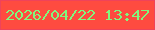 文字の大きさ：5、枠の色：ef435b、背景の色：fe4b40、文字の色：81f77d 無料ブログパーツのブログ時計