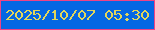 文字の大きさ：5、枠の色：ef4386、背景の色：0567e3、文字の色：e2d65b 無料ブログパーツのブログ時計