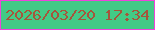 文字の大きさ：2、枠の色：ef43db、背景の色：43ca86、文字の色：a6553b 無料ブログパーツのブログ時計