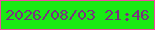文字の大きさ：2、枠の色：ef49a2、背景の色：19eb14、文字の色：7a2f81 無料ブログパーツのブログ時計