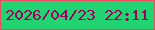 文字の大きさ：3、枠の色：ef4a60、背景の色：22d471、文字の色：99035b 無料ブログパーツのブログ時計