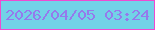 文字の大きさ：1、枠の色：ef4ad1、背景の色：72d2e7、文字の色：957aec 無料ブログパーツのブログ時計
