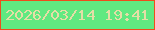 文字の大きさ：5、枠の色：ef4d1c、背景の色：61e981、文字の色：e5dea6 無料ブログパーツのブログ時計