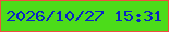 文字の大きさ：3、枠の色：ef4f41、背景の色：4cdc1a、文字の色：0825c4 無料ブログパーツのブログ時計