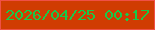 文字の大きさ：2、枠の色：ef5047、背景の色：d03c02、文字の色：19c949 無料ブログパーツのブログ時計