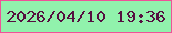 文字の大きさ：2、枠の色：ef5298、背景の色：91f2ac、文字の色：560f41 無料ブログパーツのブログ時計