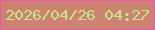 文字の大きさ：2、枠の色：ef53af、背景の色：ce8370、文字の色：c5e78c 無料ブログパーツのブログ時計
