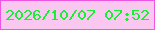 文字の大きさ：3、枠の色：ef55e0、背景の色：f9c7ef、文字の色：15f034 無料ブログパーツのブログ時計