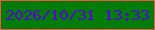 文字の大きさ：5、枠の色：ef583f、背景の色：027c08、文字の色：5707d4 無料ブログパーツのブログ時計