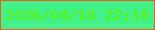文字の大きさ：1、枠の色：ef5b18、背景の色：44f08a、文字の色：5af600 無料ブログパーツのブログ時計