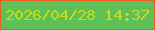 文字の大きさ：2、枠の色：ef5d24、背景の色：60c058、文字の色：c4dd1d 無料ブログパーツのブログ時計