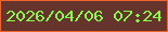 文字の大きさ：2、枠の色：ef642b、背景の色：64342d、文字の色：86fa47 無料ブログパーツのブログ時計