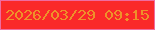 文字の大きさ：5、枠の色：ef6ca0、背景の色：fa2929、文字の色：ee912a 無料ブログパーツのブログ時計