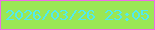 文字の大きさ：1、枠の色：ef6ce8、背景の色：9ae756、文字の色：51eaef 無料ブログパーツのブログ時計