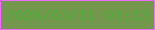 文字の大きさ：2、枠の色：ef6cfb、背景の色：74974e、文字の色：4fac3b 無料ブログパーツのブログ時計