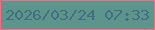 文字の大きさ：5、枠の色：ef7086、背景の色：5d958c、文字の色：426f80 無料ブログパーツのブログ時計