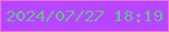 文字の大きさ：3、枠の色：ef70d9、背景の色：b646fd、文字の色：70b798 無料ブログパーツのブログ時計