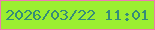 文字の大きさ：3、枠の色：ef79b2、背景の色：9bee31、文字の色：358d78 無料ブログパーツのブログ時計