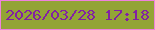 文字の大きさ：3、枠の色：ef82dd、背景の色：93a436、文字の色：8220a4 無料ブログパーツのブログ時計