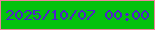 文字の大きさ：1、枠の色：ef839c、背景の色：04c20d、文字の色：4f21cb 無料ブログパーツのブログ時計