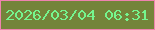 文字の大きさ：5、枠の色：ef83af、背景の色：74843a、文字の色：75f58e 無料ブログパーツのブログ時計