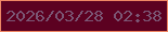 文字の大きさ：5、枠の色：ef8765、背景の色：5c0121、文字の色：7b5674 無料ブログパーツのブログ時計