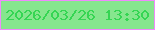 文字の大きさ：1、枠の色：ef8afc、背景の色：86e68e、文字の色：35d553 無料ブログパーツのブログ時計