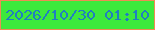 文字の大きさ：5、枠の色：ef8b54、背景の色：3de93c、文字の色：207fc0 無料ブログパーツのブログ時計