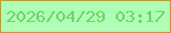 文字の大きさ：3、枠の色：ef8d01、背景の色：affdb6、文字の色：6ed463 無料ブログパーツのブログ時計