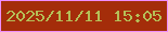 文字の大きさ：4、枠の色：ef8efe、背景の色：a42d0a、文字の色：b5bf58 無料ブログパーツのブログ時計