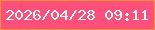 文字の大きさ：1、枠の色：ef8f34、背景の色：fe507b、文字の色：c7f9f9 無料ブログパーツのブログ時計