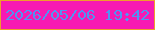 文字の大きさ：5、枠の色：ef9d2b、背景の色：f71ab2、文字の色：4f95f3 無料ブログパーツのブログ時計