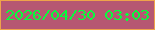 文字の大きさ：2、枠の色：efa34a、背景の色：b65772、文字の色：05fe3c 無料ブログパーツのブログ時計