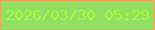 文字の大きさ：1、枠の色：efa457、背景の色：92e063、文字の色：aaf939 無料ブログパーツのブログ時計