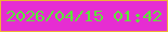 文字の大きさ：3、枠の色：efb235、背景の色：e62dd2、文字の色：5ee33c 無料ブログパーツのブログ時計