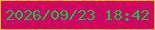 文字の大きさ：4、枠の色：efbb27、背景の色：d20462、文字の色：06cb44 無料ブログパーツのブログ時計