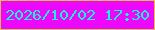 文字の大きさ：5、枠の色：efbd41、背景の色：ec08fa、文字の色：16f5e1 無料ブログパーツのブログ時計