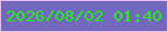 文字の大きさ：1、枠の色：efbeea、背景の色：7268be、文字の色：27ed12 無料ブログパーツのブログ時計